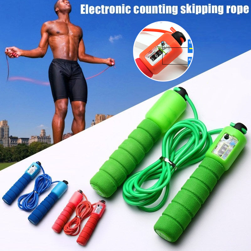 Skipping Rope with Counter Adjustable Length Counter Wear-Resistant Foam Cotton Handle Jumprope Exercise Portable Sports Training Equipment