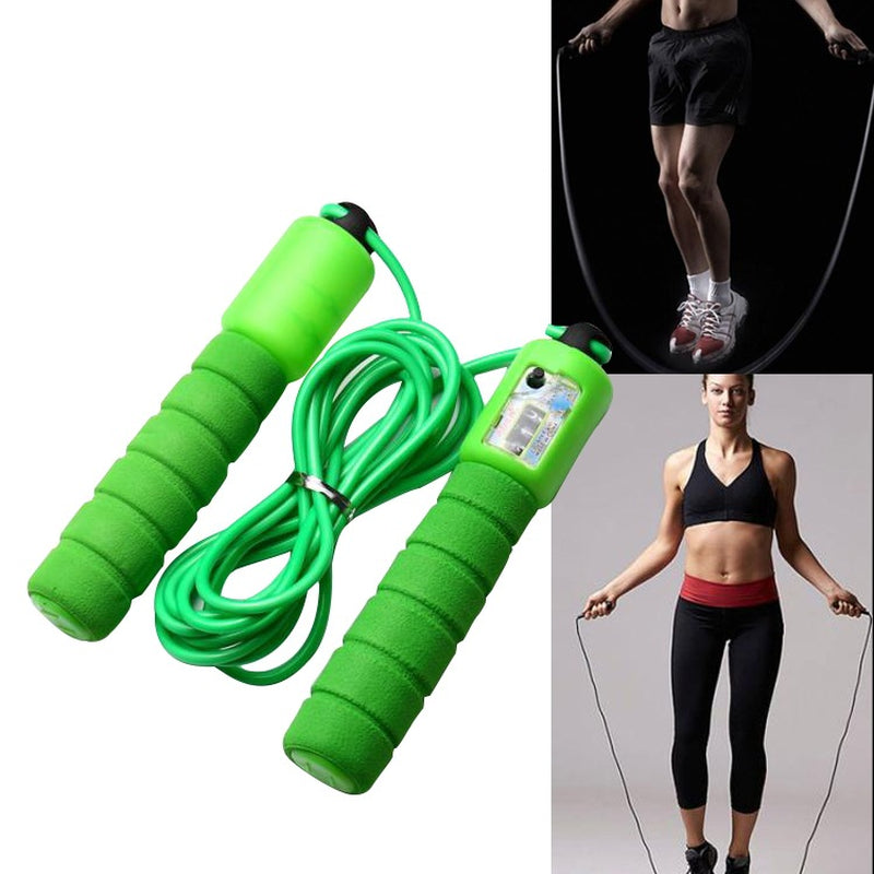 Skipping Rope with Counter Adjustable Length Counter Wear-Resistant Foam Cotton Handle Jumprope Exercise Portable Sports Training Equipment