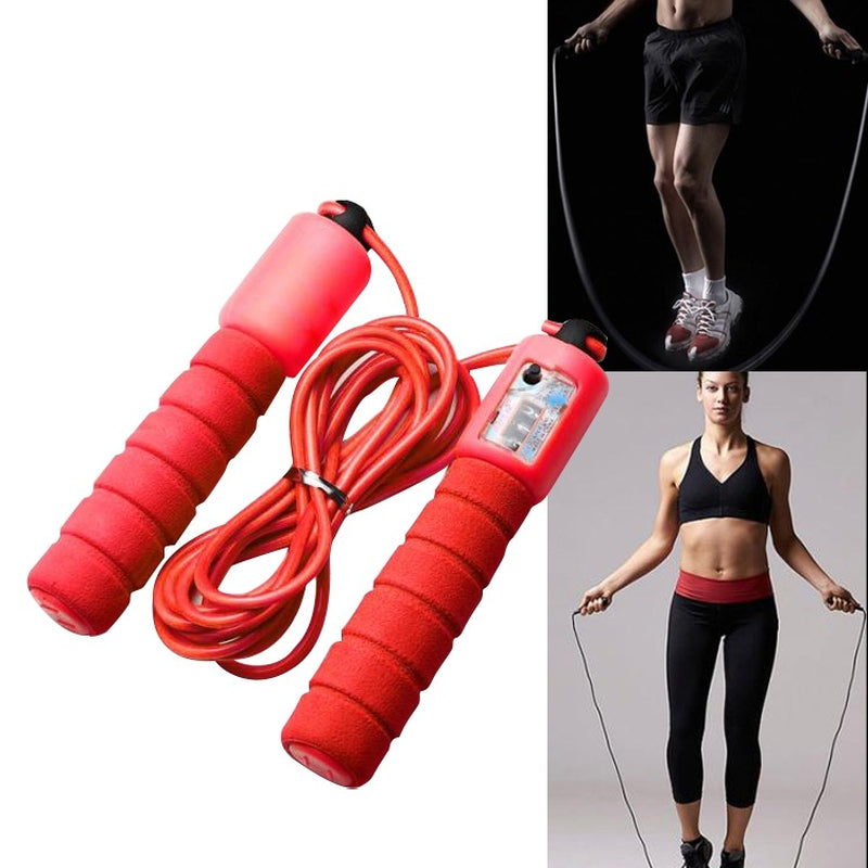 Skipping Rope with Counter Adjustable Length Counter Wear-Resistant Foam Cotton Handle Jumprope Exercise Portable Sports Training Equipment