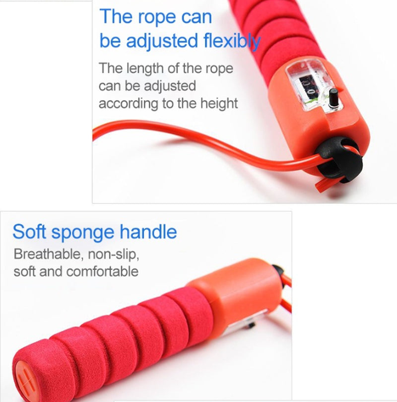 Skipping Rope with Counter Adjustable Length Counter Wear-Resistant Foam Cotton Handle Jumprope Exercise Portable Sports Training Equipment